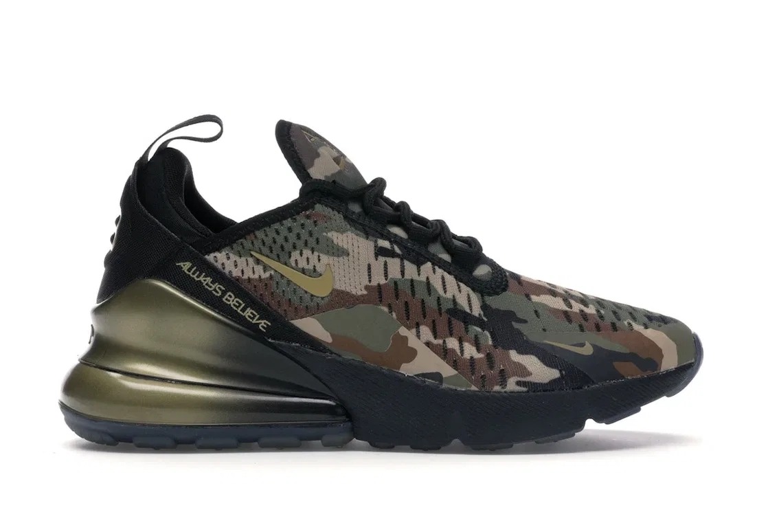 Детские кроссовки Lifestyle Nike Air Max 270, Black/Metallic Gold-Medium Olive-Fauna Brown-Desert