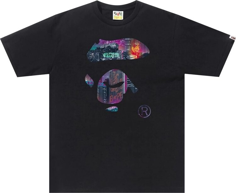 

Футболка BAPE Neon Tokyo Ape Face Tee 'Black', черный