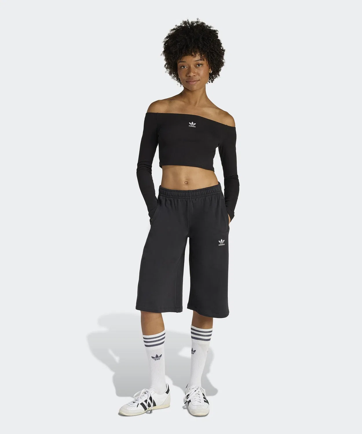Женский лонгслив с открытыми плечами Adidas Originals Essentials Rib, Black — фото 3