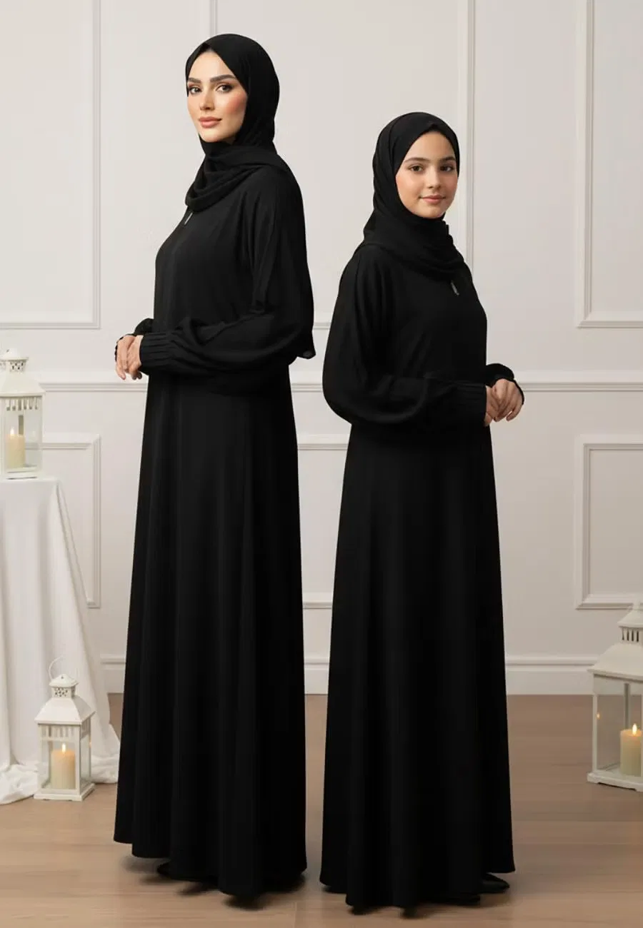 Абая минималистичная с матч-дизайном Layla Nukhbaa, черный — фото 2