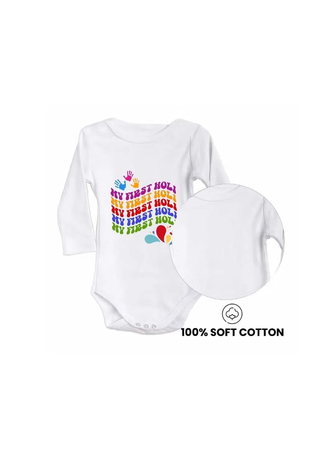 Боди-комбинезон с длинным рукавом хлопковый Holi festival Printshop4Me, разноцветный — фото 3