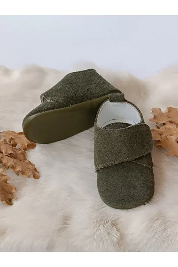 Детские тапочки с замшей для новорожденных Hodore, Suede Green — фото 2