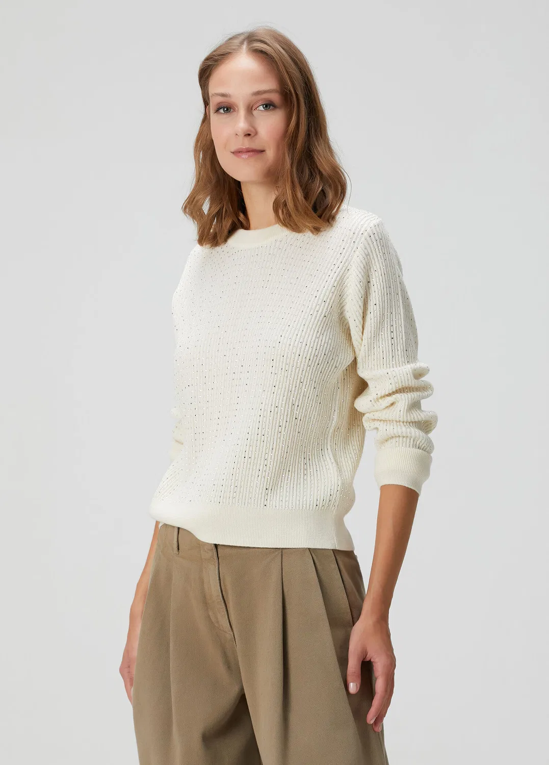 Свитер Golden Goose Ekru Taşlı Yün, white