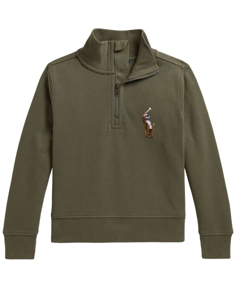 Свитшот с длинным рукавом, на молнии, с вышивкой Polo Ralph Lauren, Cruise Olive