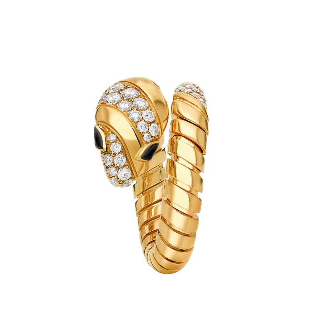 Кольцо Bvlgari Serpenti Tubogas, золото/бриллианты/оникс — фото 2