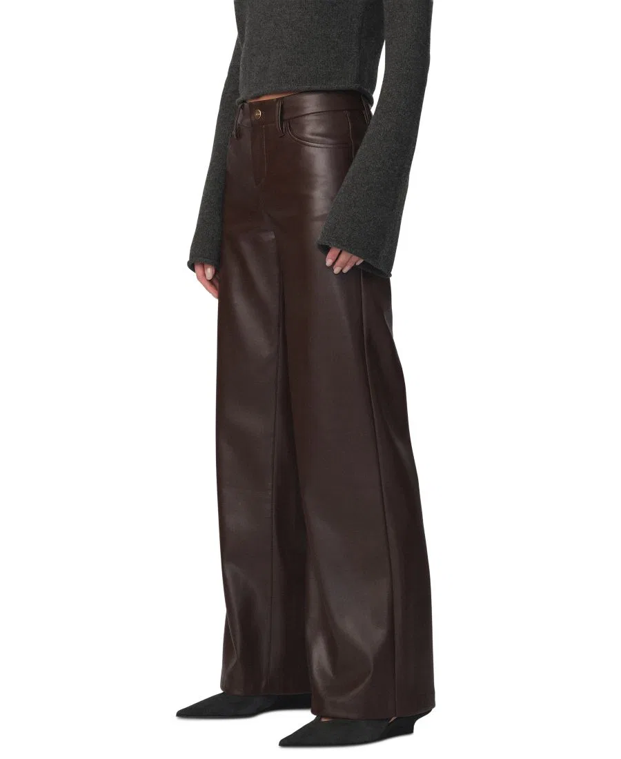 Штаны с широкими штанинами из кожзама Lou Lou Joe's Jeans, Dark Chocolate — фото 2