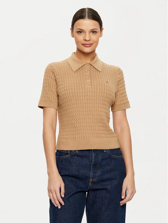 Поло regular fit Tommy Hilfiger, бежевый