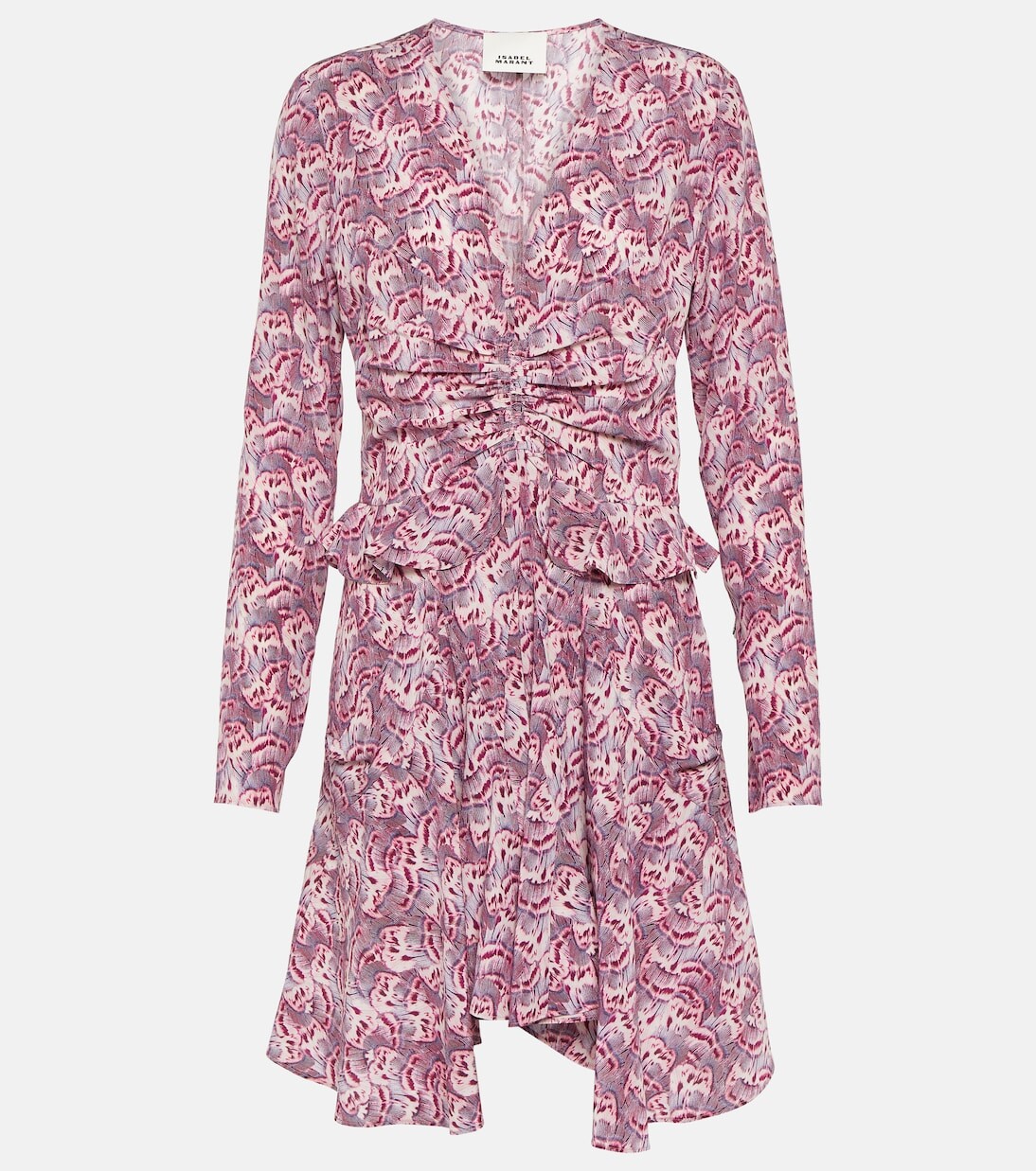

Мини-платье usmara из смесового шелка с принтом Isabel Marant, фиолетовый