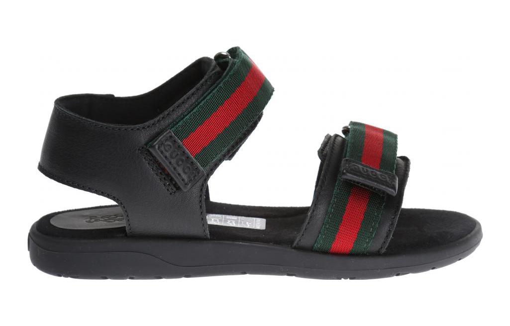 Детские сандалии с открытым носком и полосками GUCCI, черный — фото 3