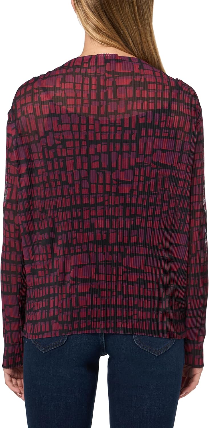 Женская блузка Calvin Klein с бахромой и высоким воротом, Cranberry Multi — фото 2
