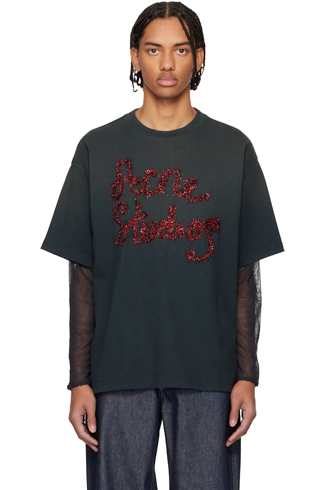 

Acne Studios Серая многослойная футболка с логотипом