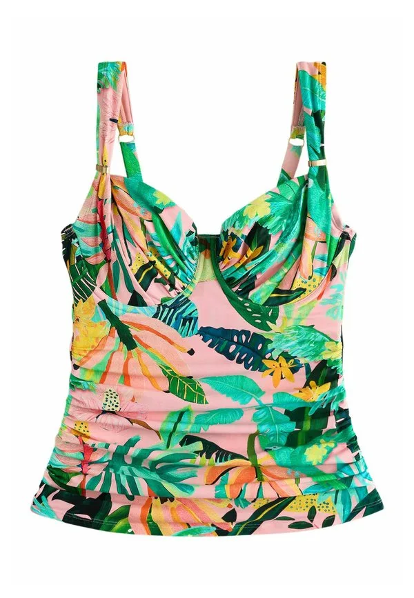Верхняя часть купальника-танкини стандартного кроя на косточках Next, Coral Green Tropical
