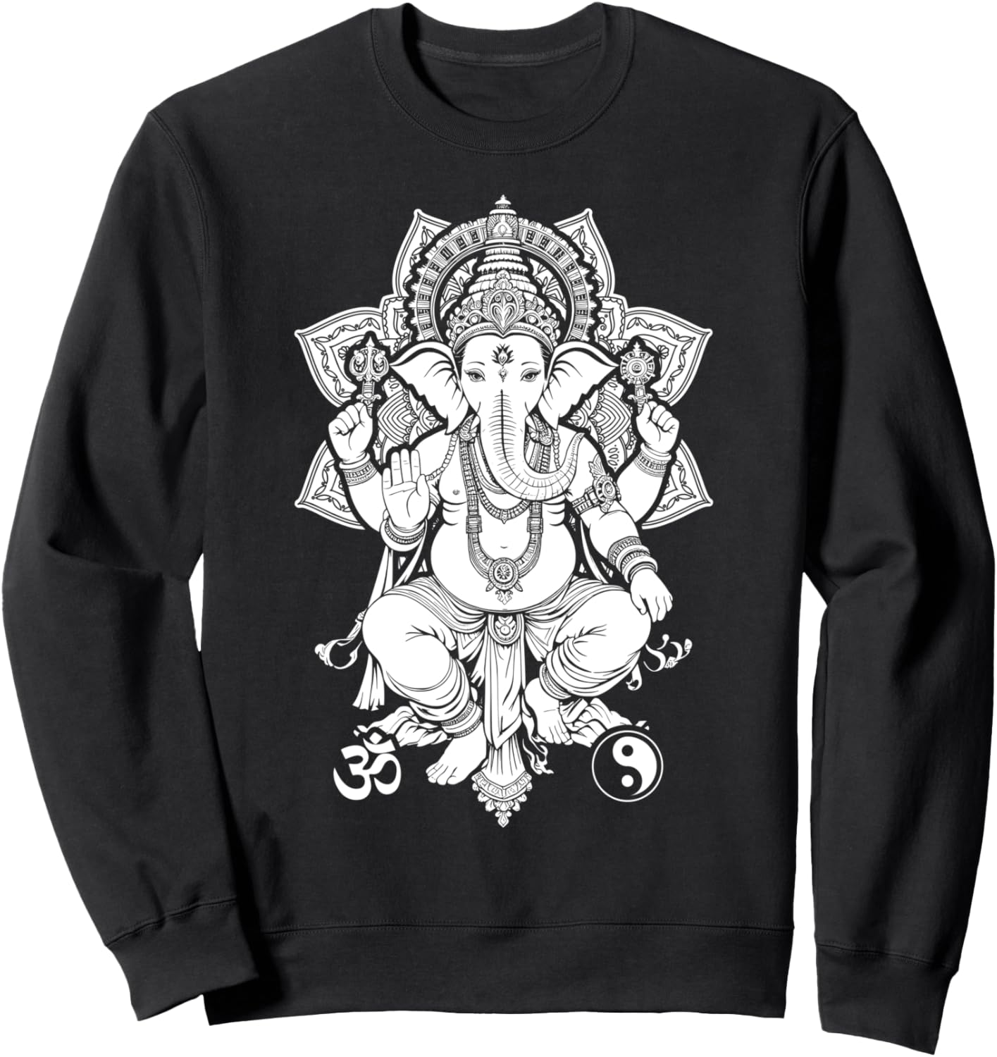 

Йога Слон Бог Ганеша Ганеша Индия ОМ Инь Ян Мандала Толстовка Grandio Design Namaste Yoga Zen Gifts, черный