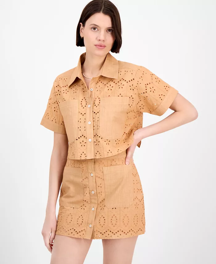 

Женская рубашка Boxy Eyelet Avec Les Filles, оранжевый
