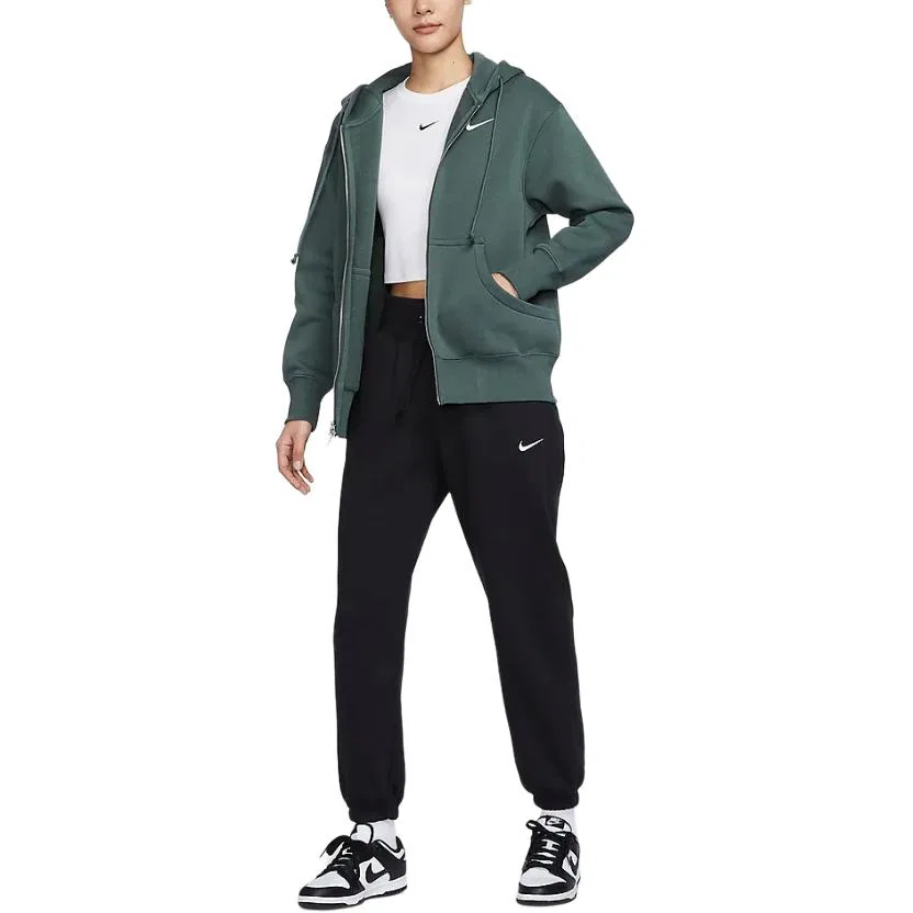 Женская куртка-худи Sportswear Phoenix Fleece Oversize на молнии с флисовой подкладкой Nike, Vintage Green — фото 4