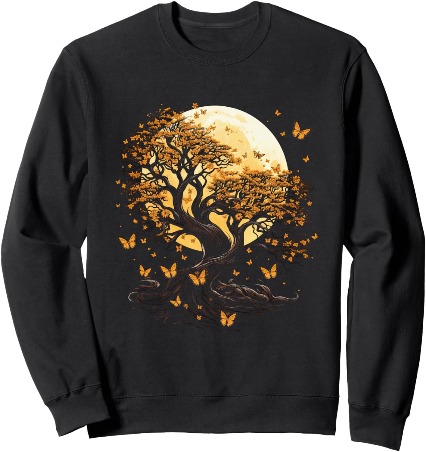 

Осенняя толстовка с изображением осенних листьев, дерева и бабочки Autumn Design With Butterflies And Trees, черный