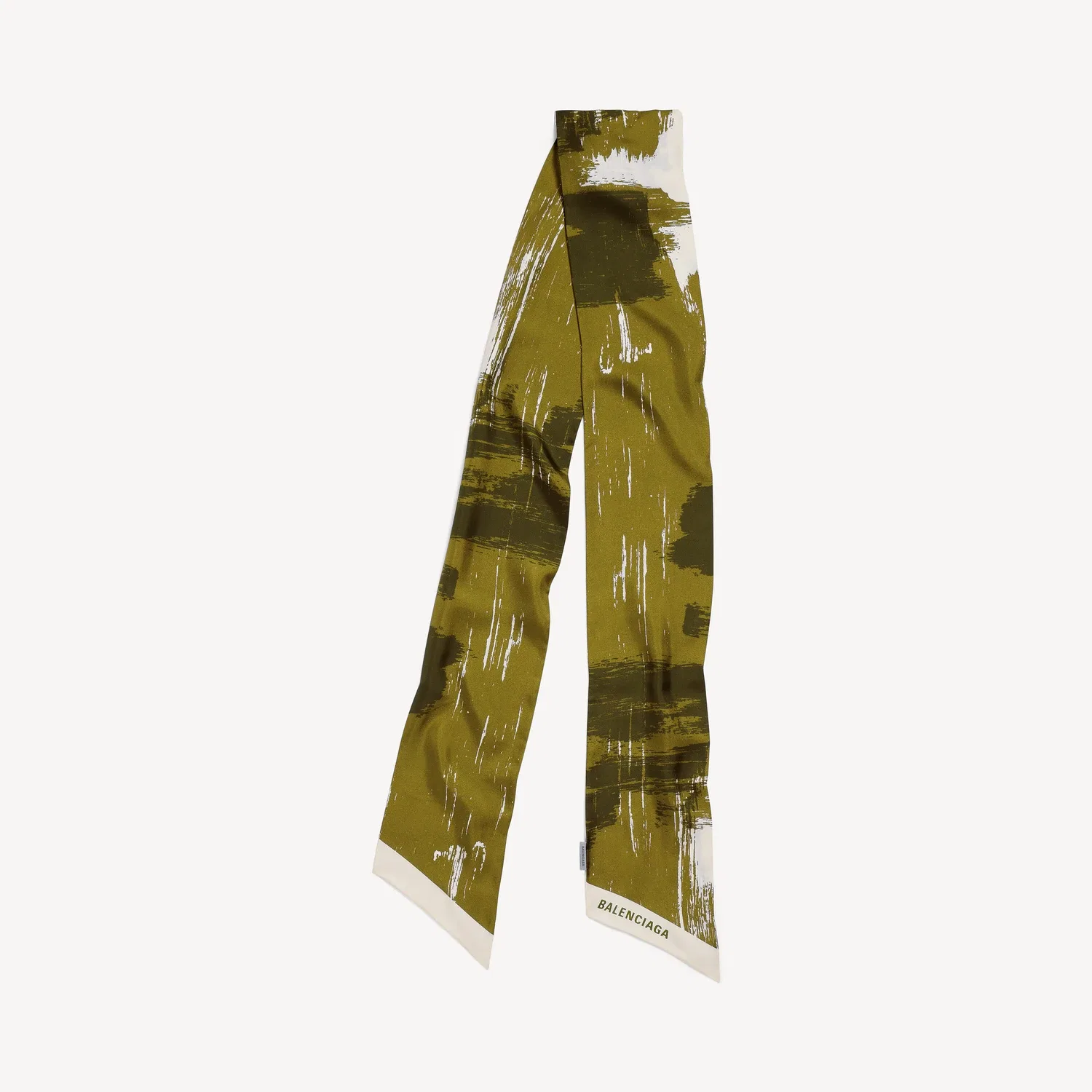 Женский шарф-твилли Paintbrush цвета Dark Kaki BALENCIAGA, хаки