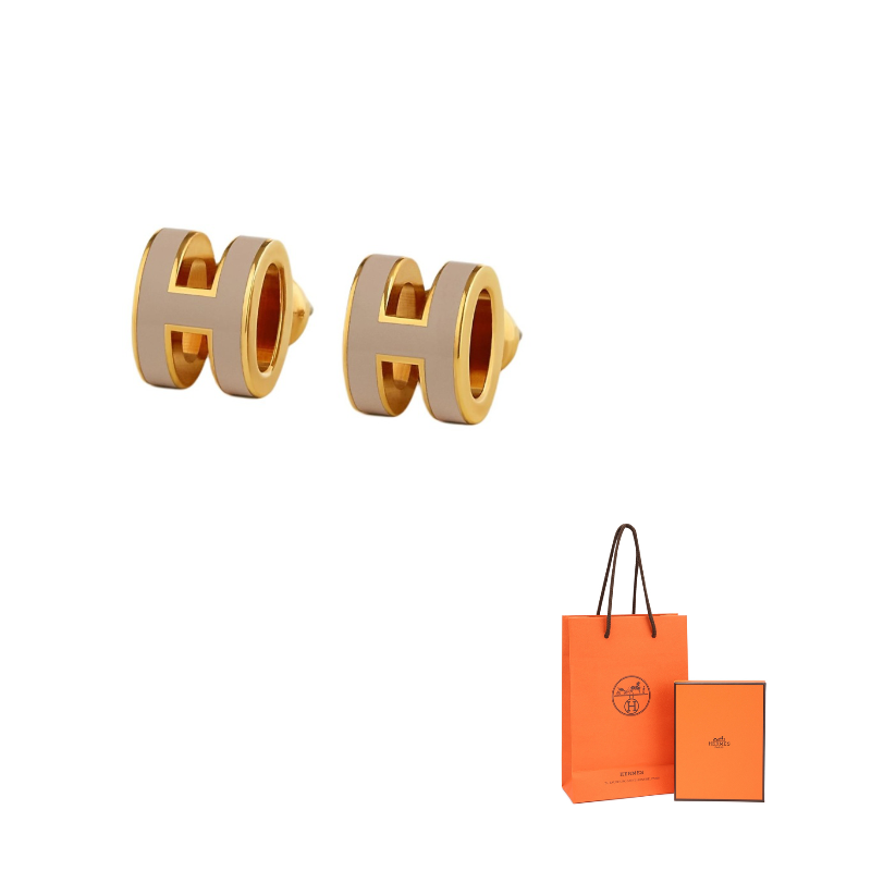 Серьги-гвоздики POP H для женщин HERMES, светло-коричневый