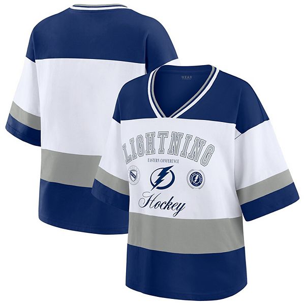 

Женская футболка в стиле джерси Tampa Bay Lightning сине-белая Wear By Erin Andrews, Белый, Женская футболка в стиле джерси Tampa Bay Lightning сине-белая Wear By Erin Andrews