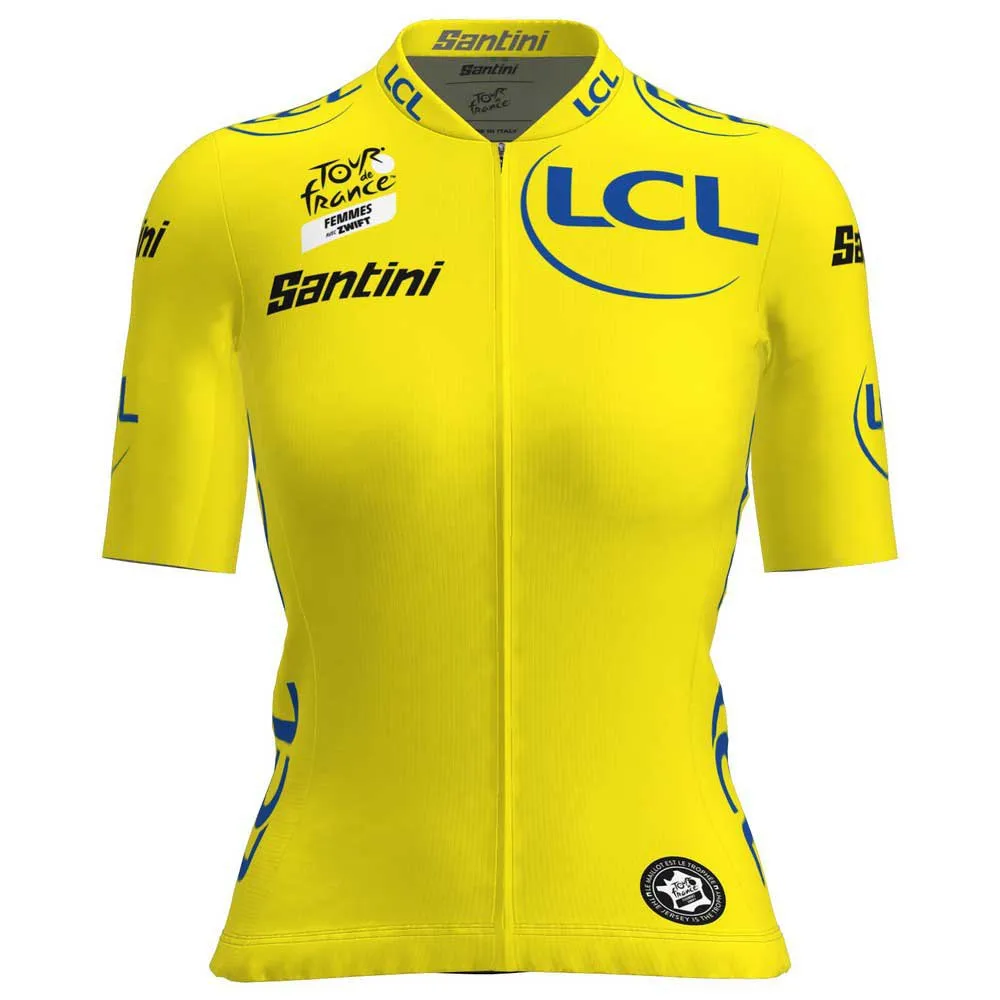 

Джерси Santini Tour De France Femme Zwift Overall Leader short sleeve, желтый