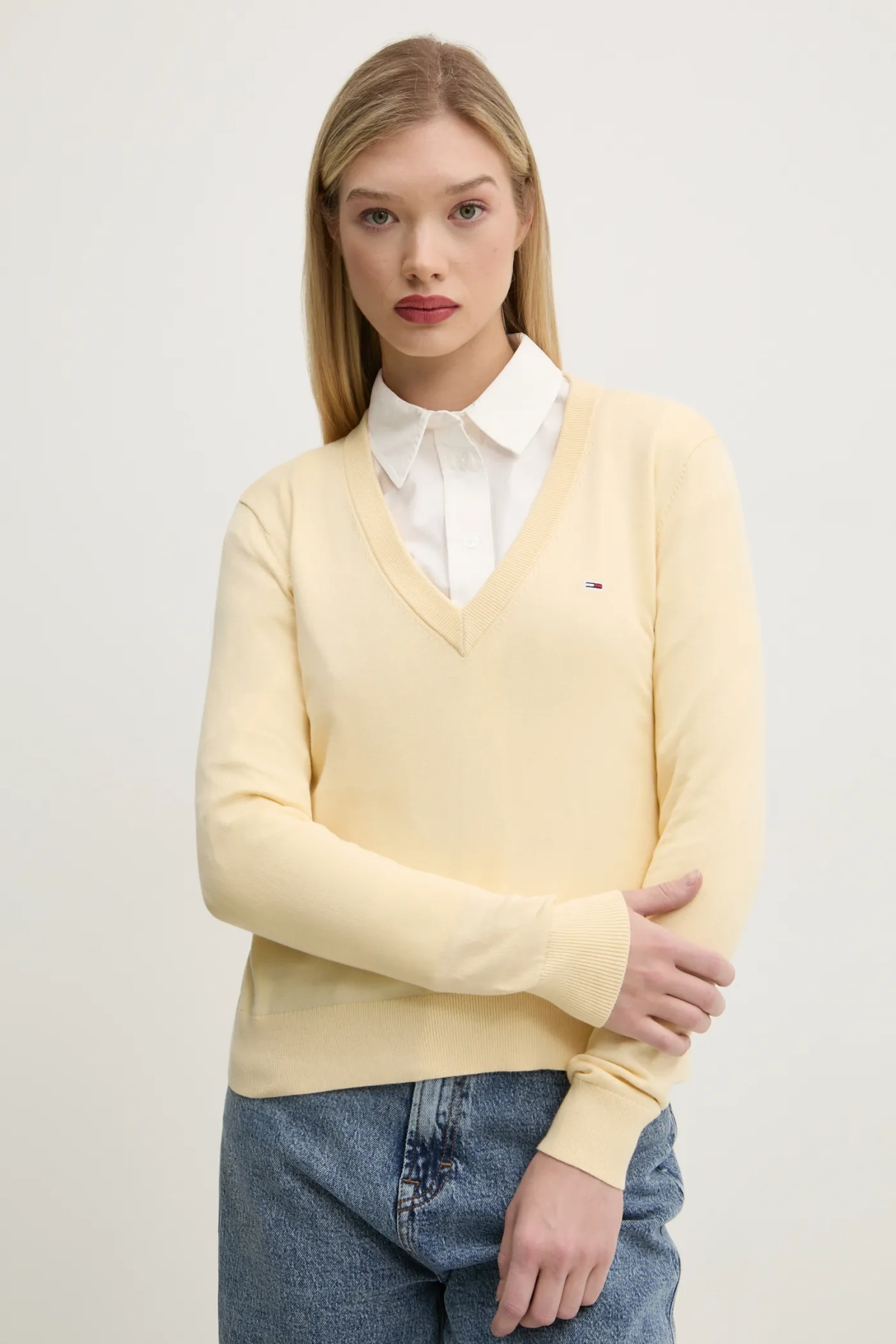 

Хлопковый свитер Tommy Jeans, желтый