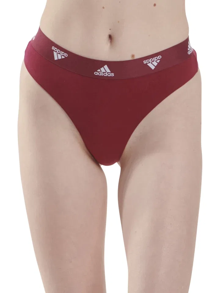 Стринги, хлопок, Adidas, бордовый