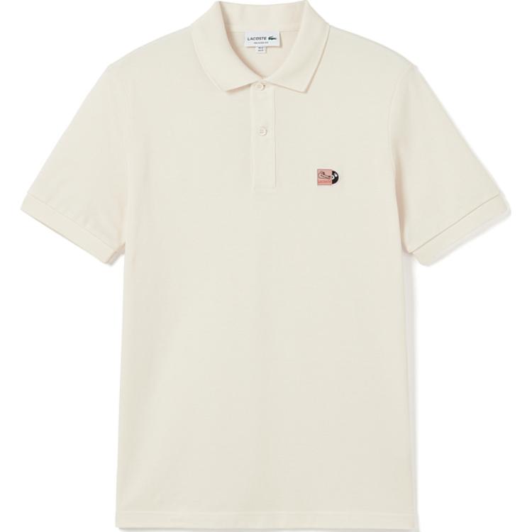 

LACOSTE Поло мужское кремово-белое, Белый, LACOSTE Поло мужское кремово-белое