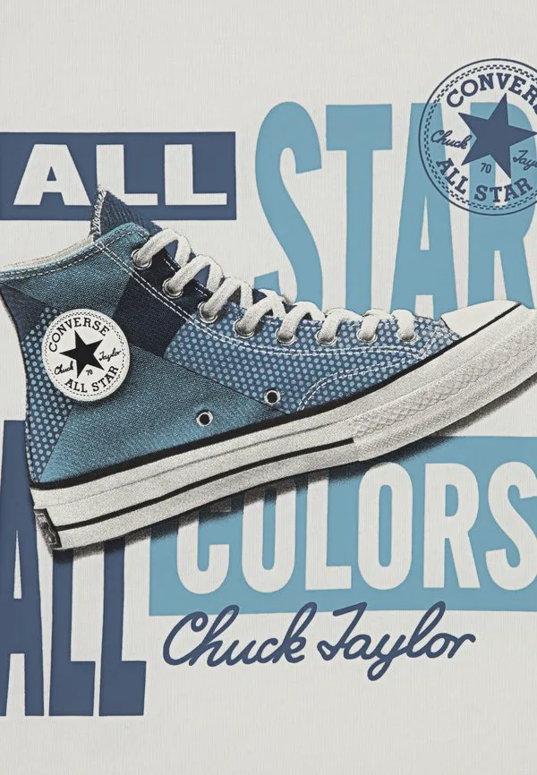 Футболка с принтом в виде кроссовок в стиле пэчворк Converse, Egret — фото 3