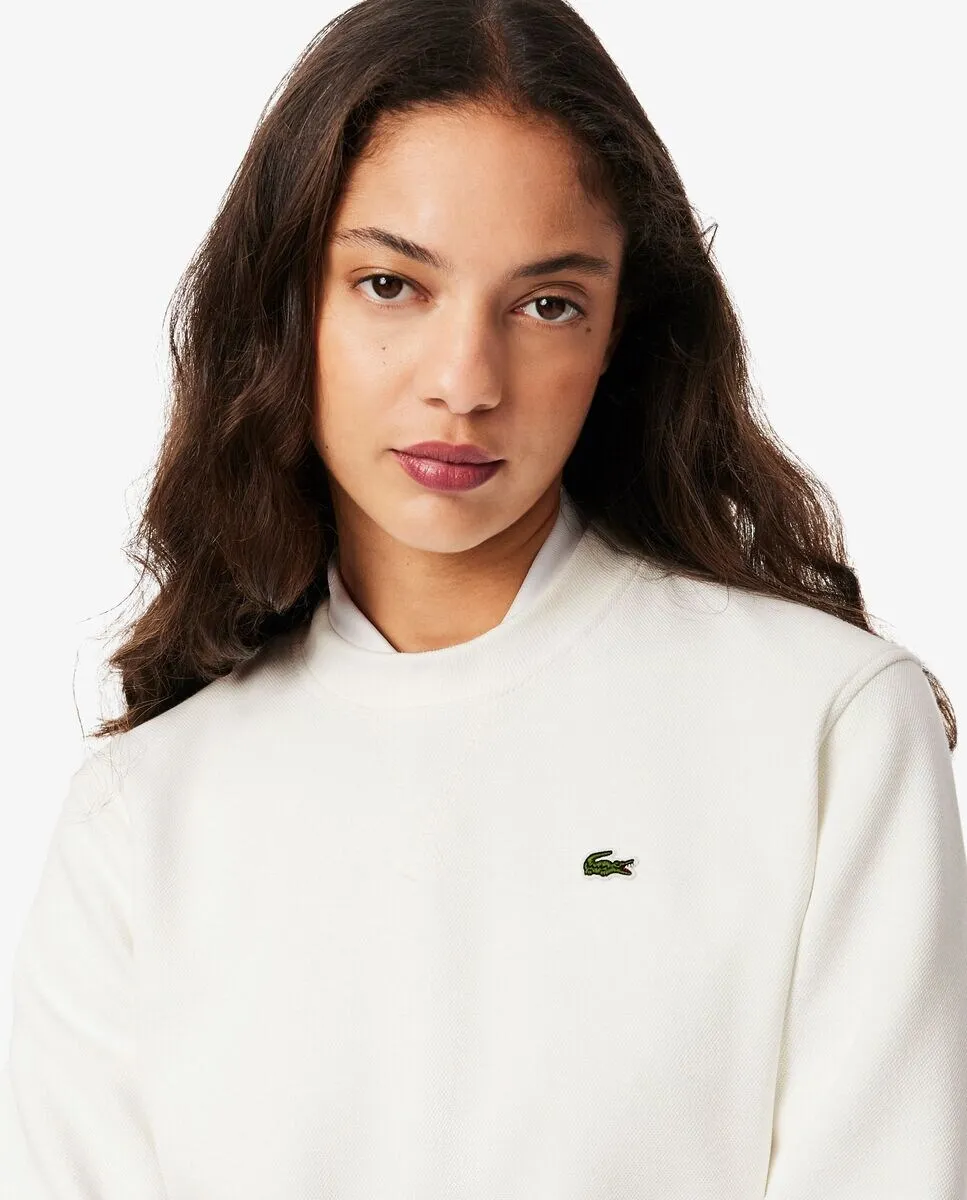Женский свитшот Lacoste, круглый вырез, пике, белый — фото 4