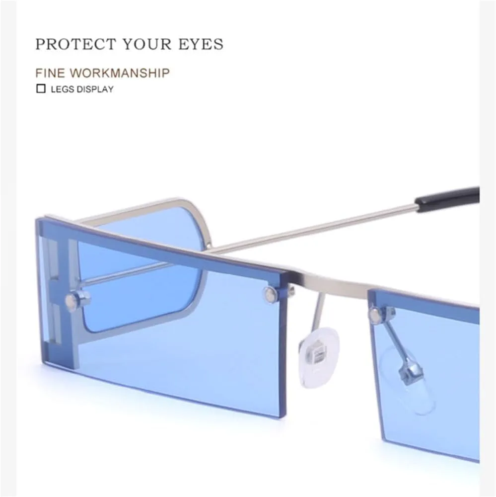 

Солнцезащитные очки без оправы прямоугольной формы для женщин в стиле ретро, ​​металл, панк, мужские очки с защитой от УФ-излучения UV400, m780 Generic, M-782