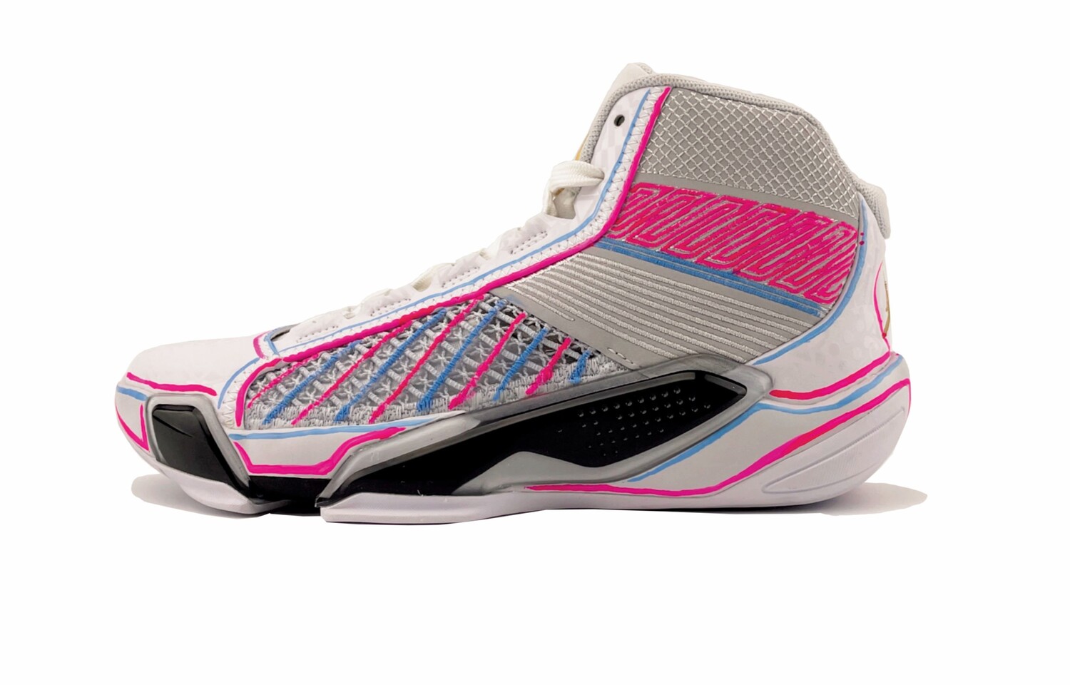 

Баскетбольные кроссовки Air 38 Kids GS High-top белые/синие/розовые/серые Jordan, белый