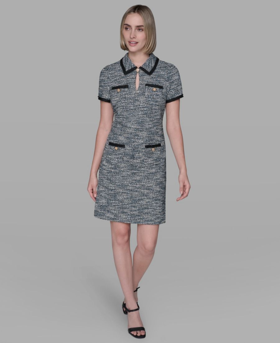 

Женское твидовое платье-футляр с воротником KARL LAGERFELD PARIS, Carnln/Choc Multi