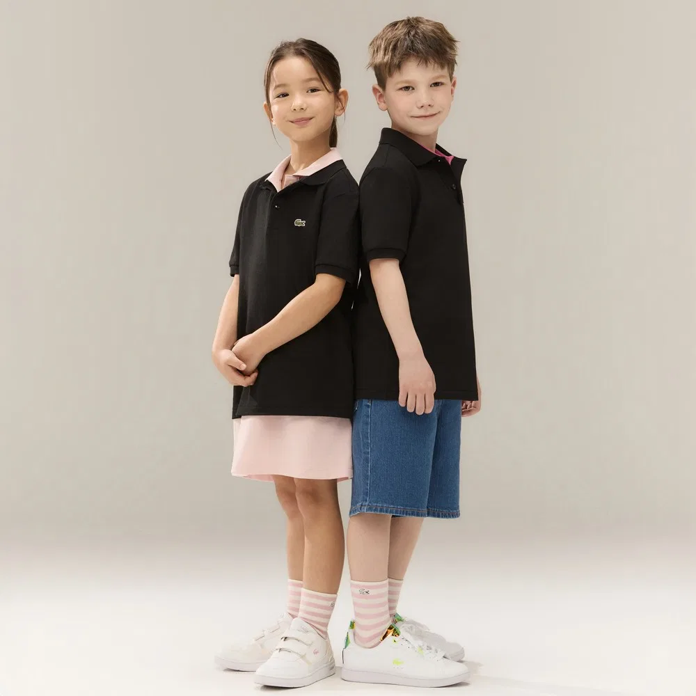 Детская базовая футболка-поло с коротким рукавом серая от Lacoste — фото 2