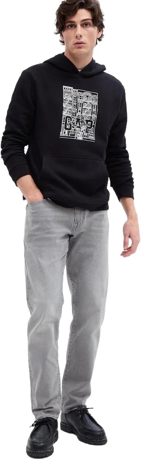 Джинсы прямые зауженные GAP, Grey Wash
