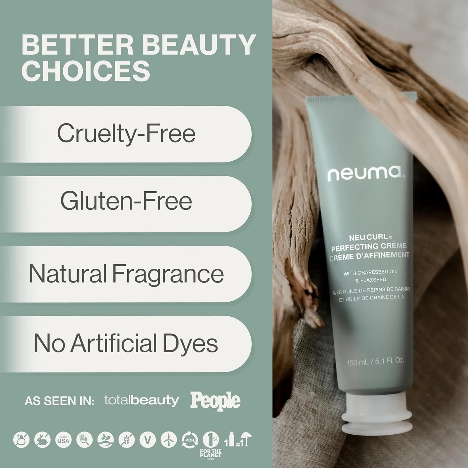NEUMA Neu Curl Perfecting Creme 5.1 Fl. Oz. Крем для завивки с ароматом кокоса и гибискуса, легкий, питательный крем для формирования локонов, крем для волнистых волос с формулой против пушистости. — фото 4