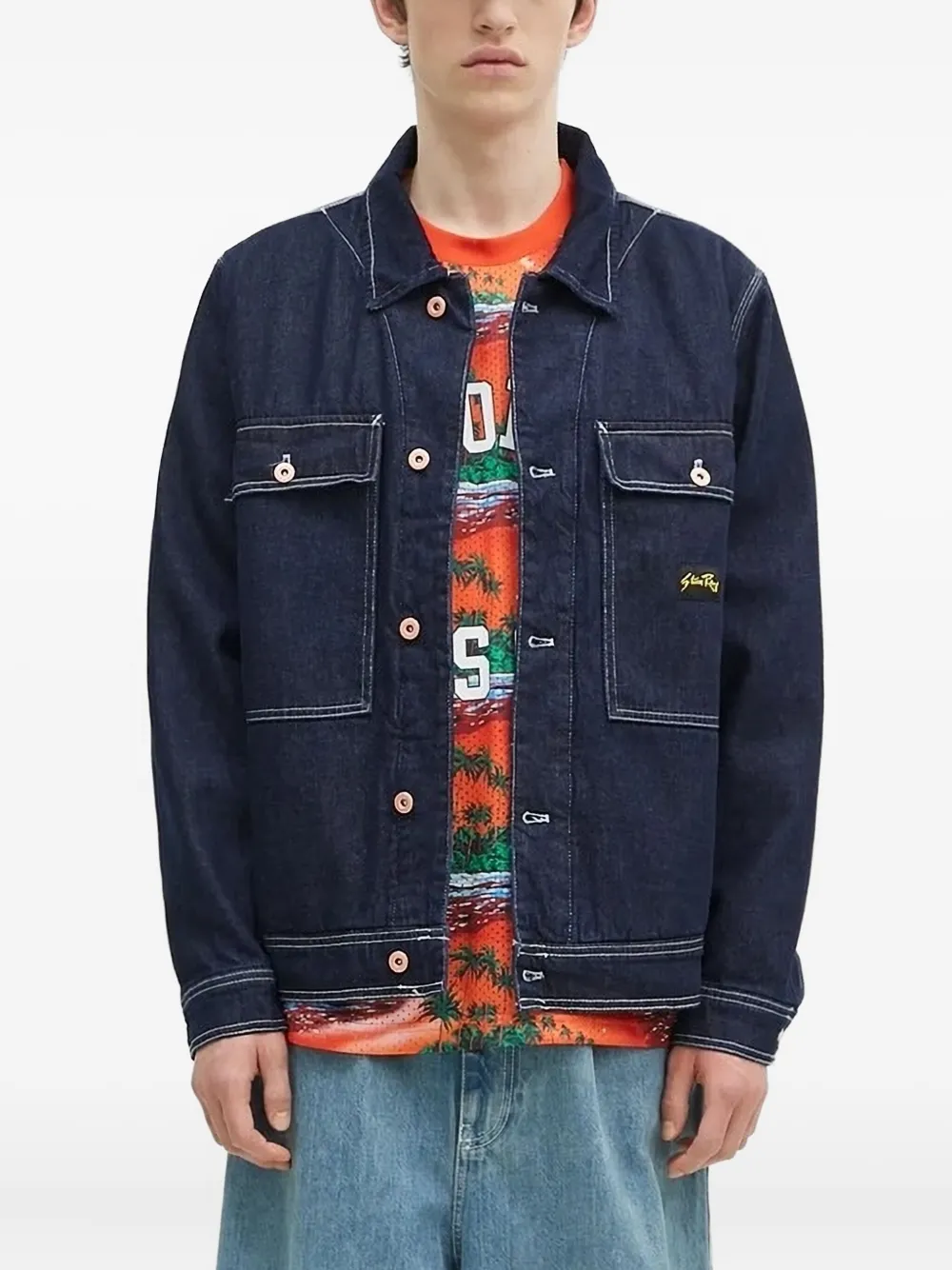 

Куртка Coverall contrast-stitch denim jacket stan ray, синий