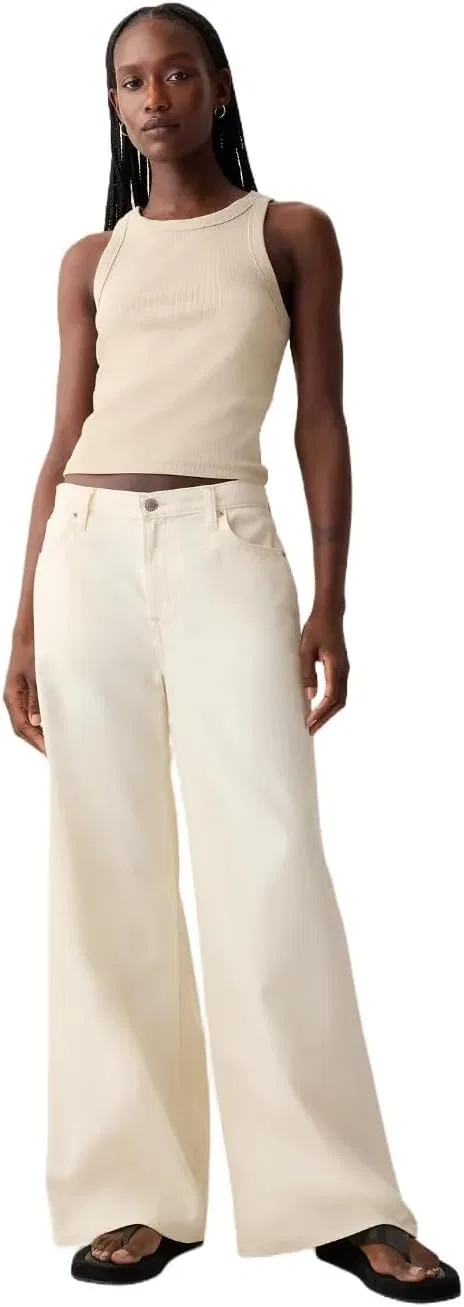 Джинсы Mid Rise Baggy GAP, Экрю