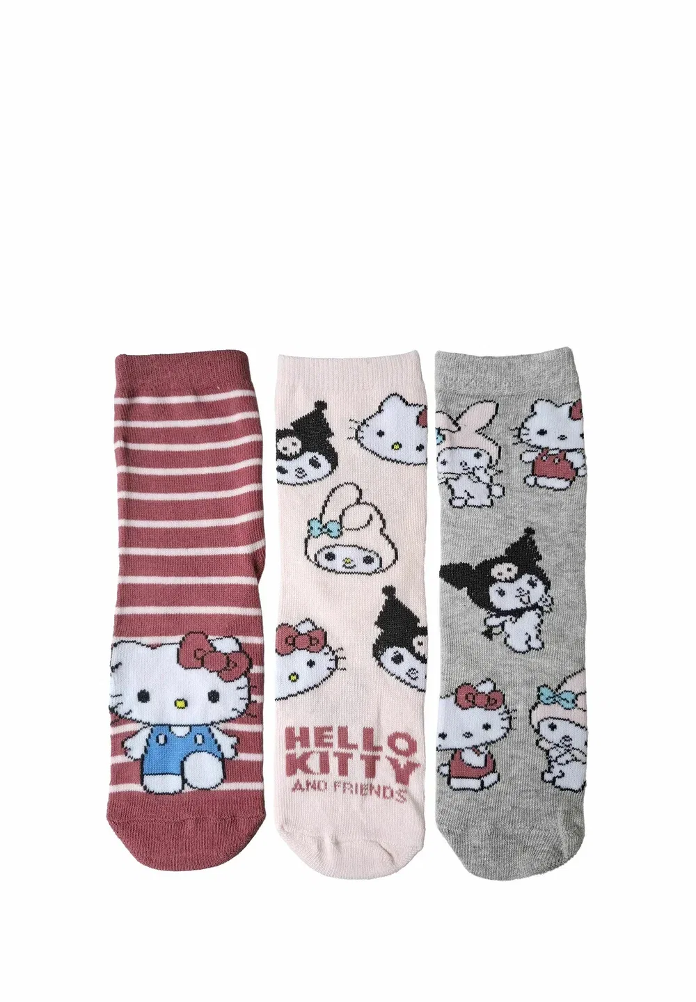 3Er pack socken friends sneaker söckchen - socks Hello Kitty, Rosa Grau — фото 3