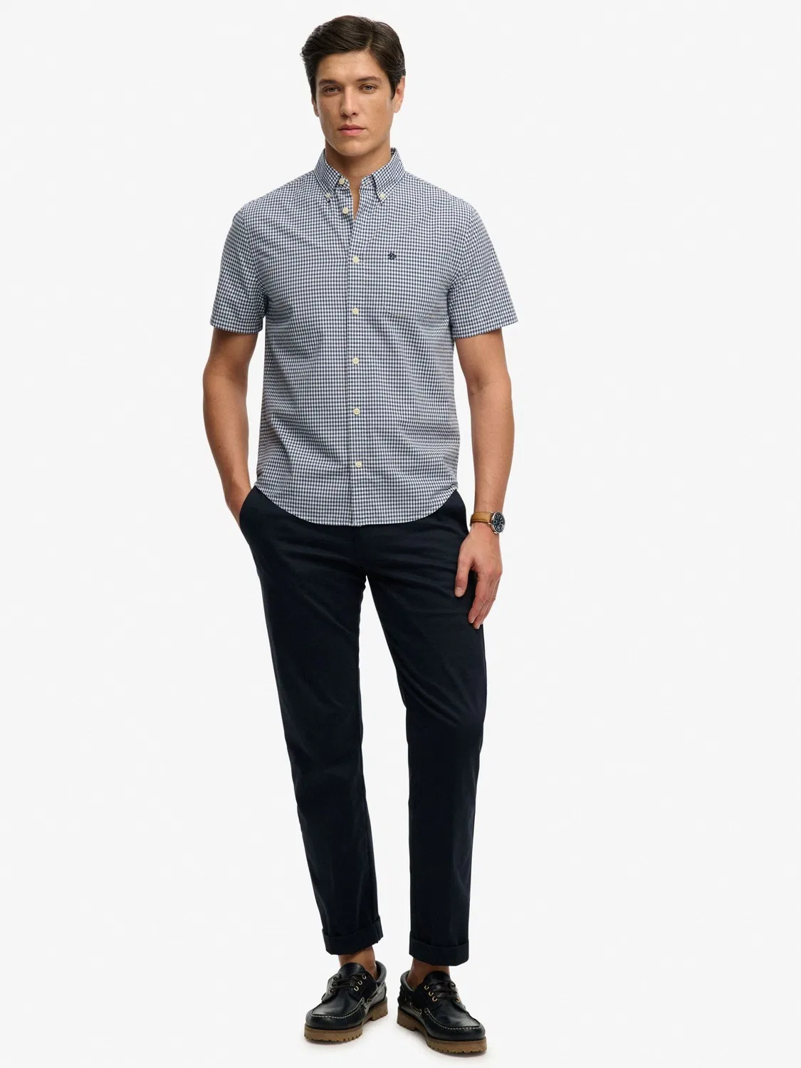 Рубашка с коротким рукавом Superdry Preppy Poplin, синяя — фото 4