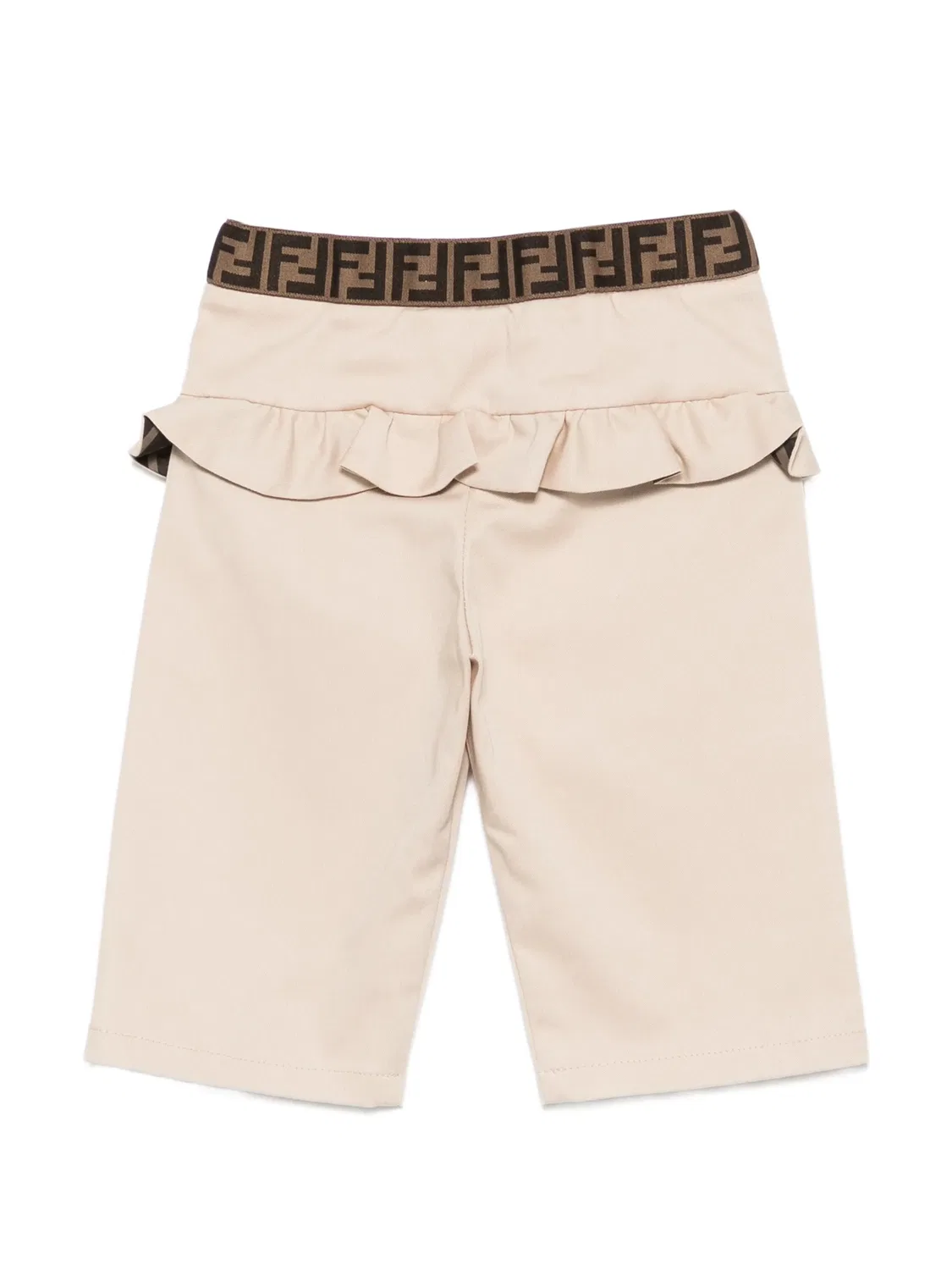 Брюки с оборками и логотипом Fendi Kids, нейтральные цвета — фото 2