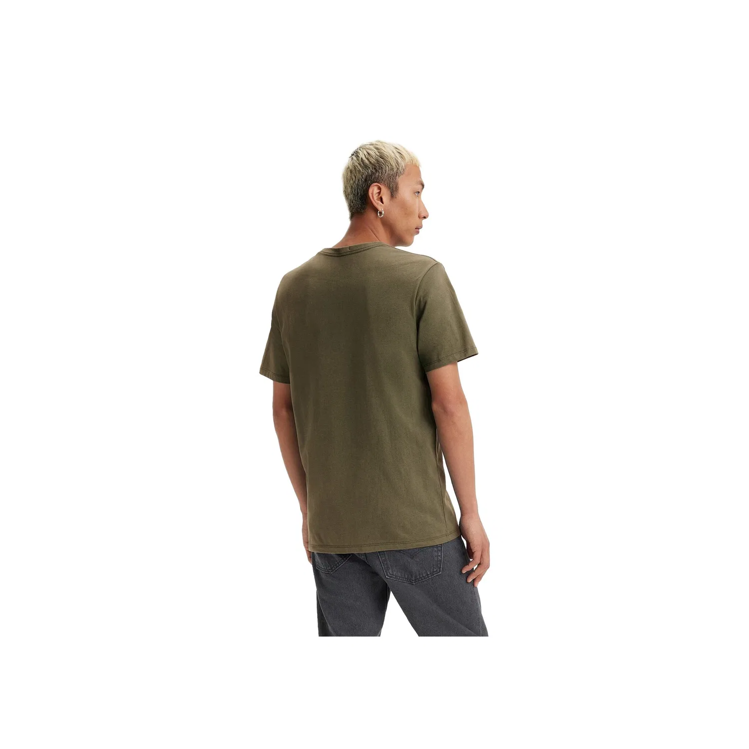 Мужская классическая хлопковая футболка с круглым вырезом Levi's, Olive — фото 4