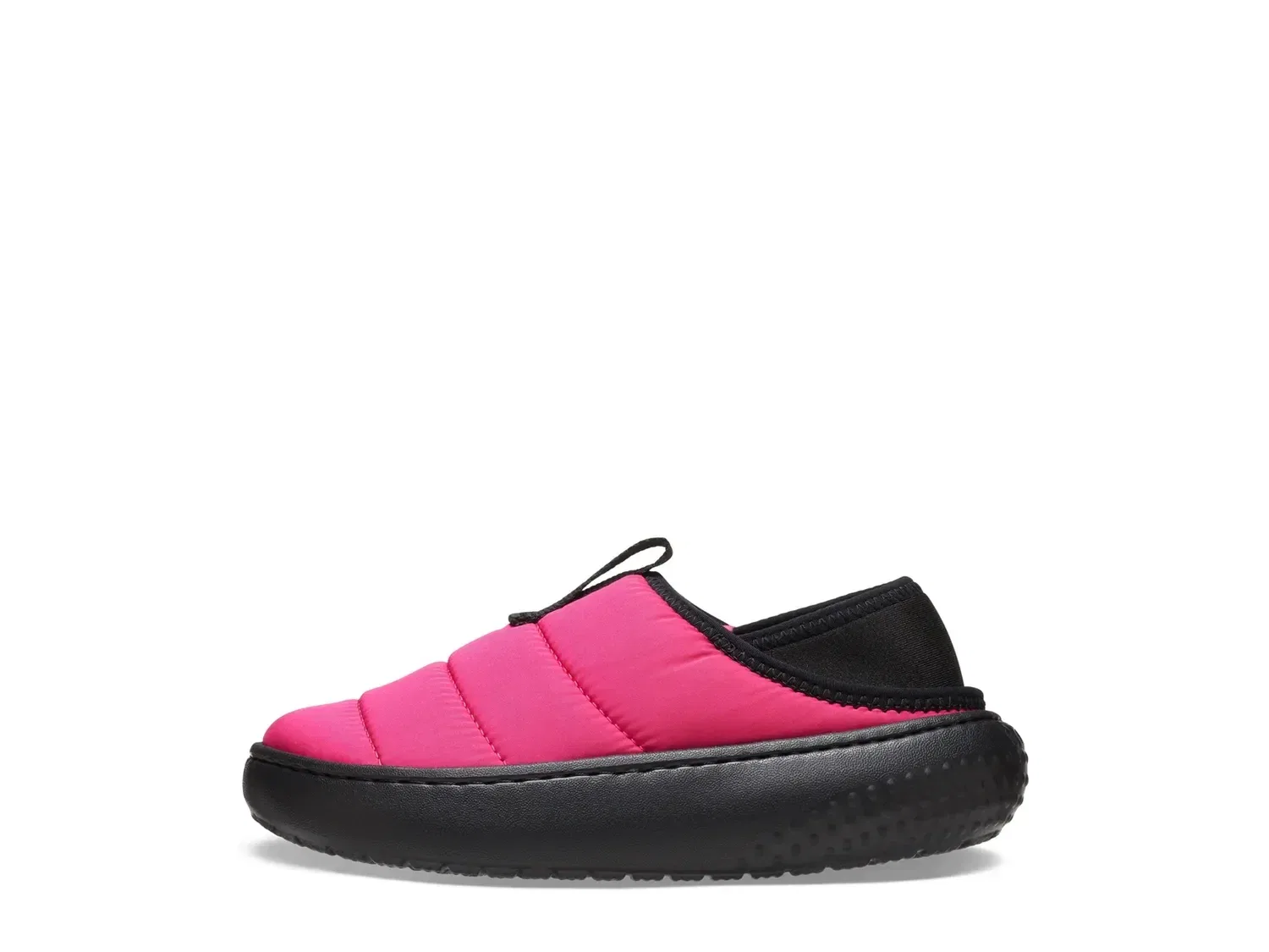 Тапочки Classic Puff Moc Slipper, Kids', Crocs, ярко-розовый/черный — фото 2