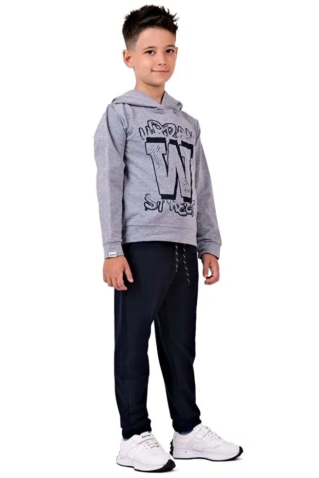 Детский спортивный костюм с принтом Urban w street 2iplik Minikadam, Light Gray — фото 3