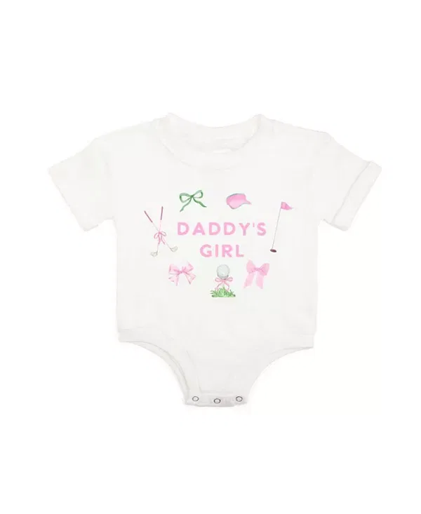 Детский боди-комбинезон для девочек с коротким рукавом Daddy's Girl Golf Icon Sweet Wink, белый