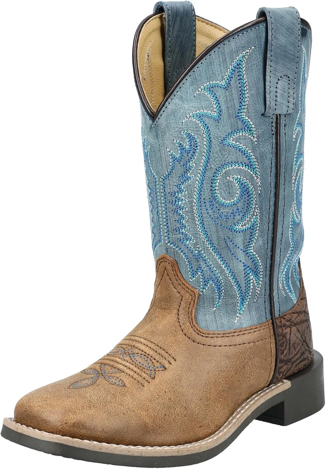 Детские кожаные ботинки в стиле вестерн Smoky Mountain Western Boots Boys Leather Cole Brown Blue 3422Y, Vintage Brown/Vintage Blue