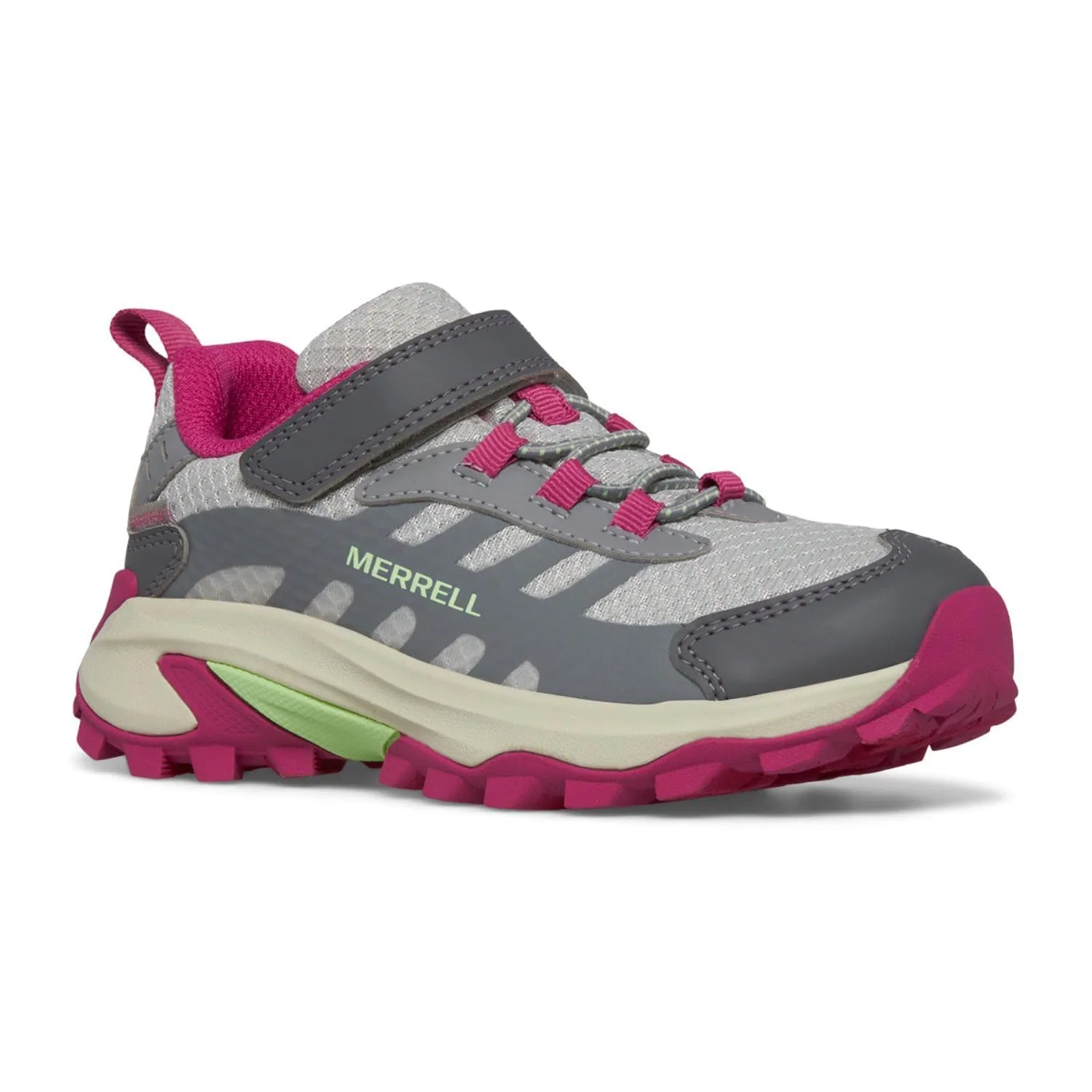 Детские походные кроссовки с водонепроницаемой мембраной Moab Speed 2 Low Alternative Closure Waterproof Merrell, Grey Berry Mint
