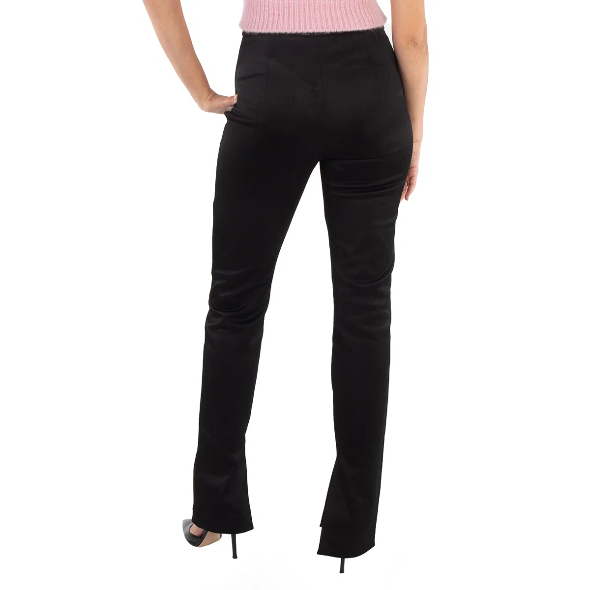 Леггинсы из атласа с разрезом Stretch-Satin Tailored Legging Alexander Wang, Black — фото 2
