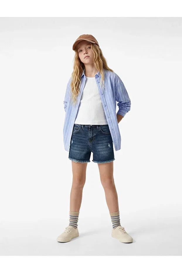 Детские шорты для девочек свободного кроя Koton, Middle Indigo — фото 2