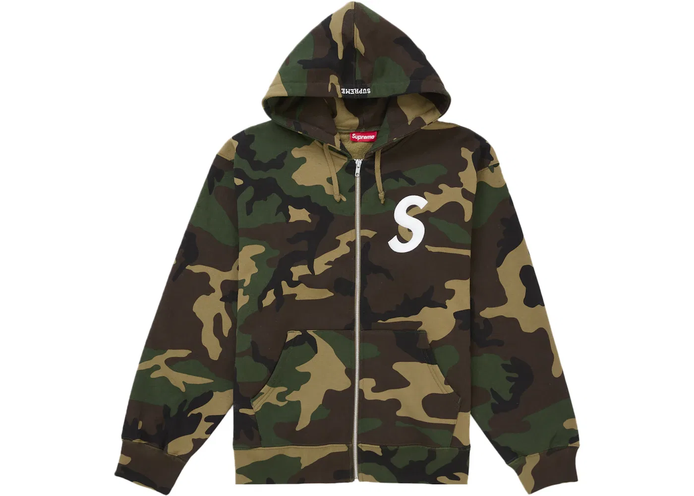 Мужской худи на молнии с принтом Woodland Camo Supreme, Woodland Camo