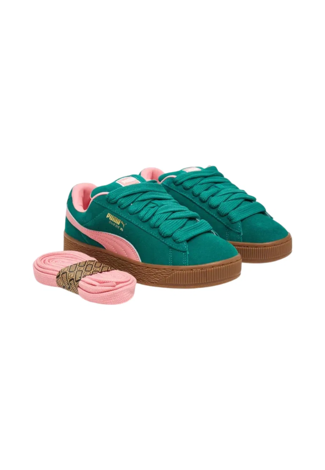 Детские кроссовки с замшевым верхом Suede XL Puma, Grun Fluoreszierendes Ultrapink — фото 2